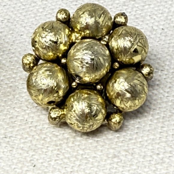 Vintage Cluster‎ Bead Earrings Gold-Tone Clip On Retro Classic - Picture 3 of 10